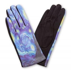 Fall Winter Women's Micro Suede Gloves Inspired by Starry Night Vincent Van Gogh